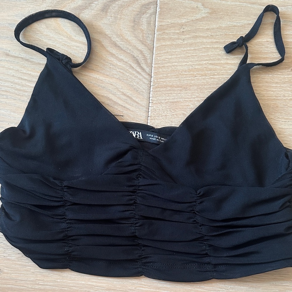 Zara Elegant Black Ruched Top